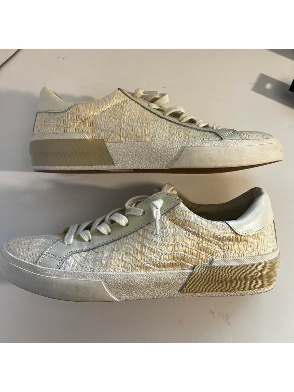 Dolce vita zina sneakers feature a texture raffia upper